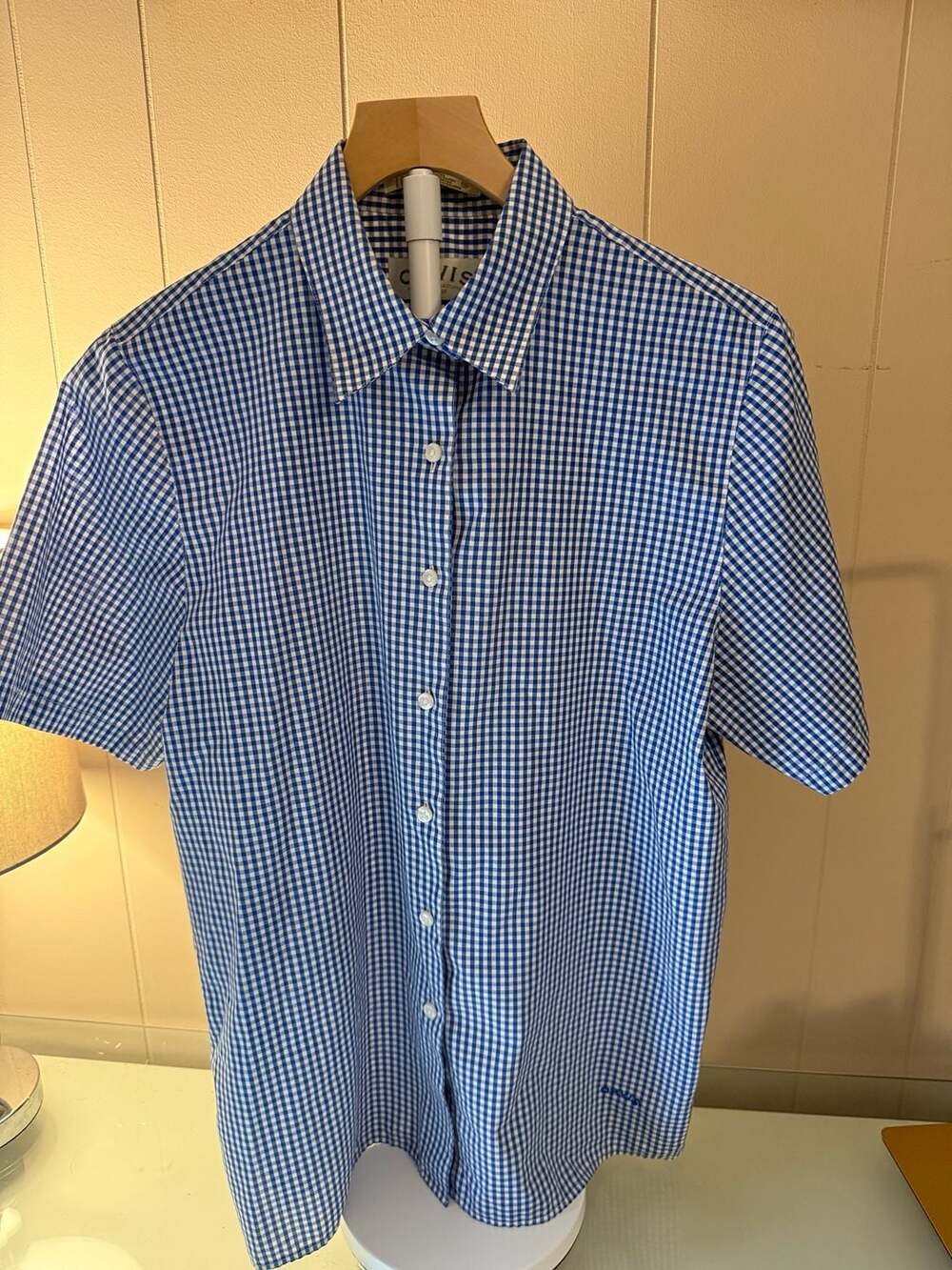 Orvis Women's Blue Gingham Short Sleeve  Shirt Size 12